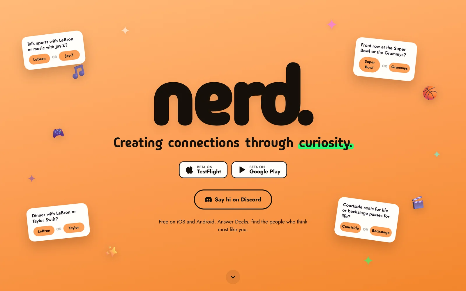 Homepage of getnerd.app.